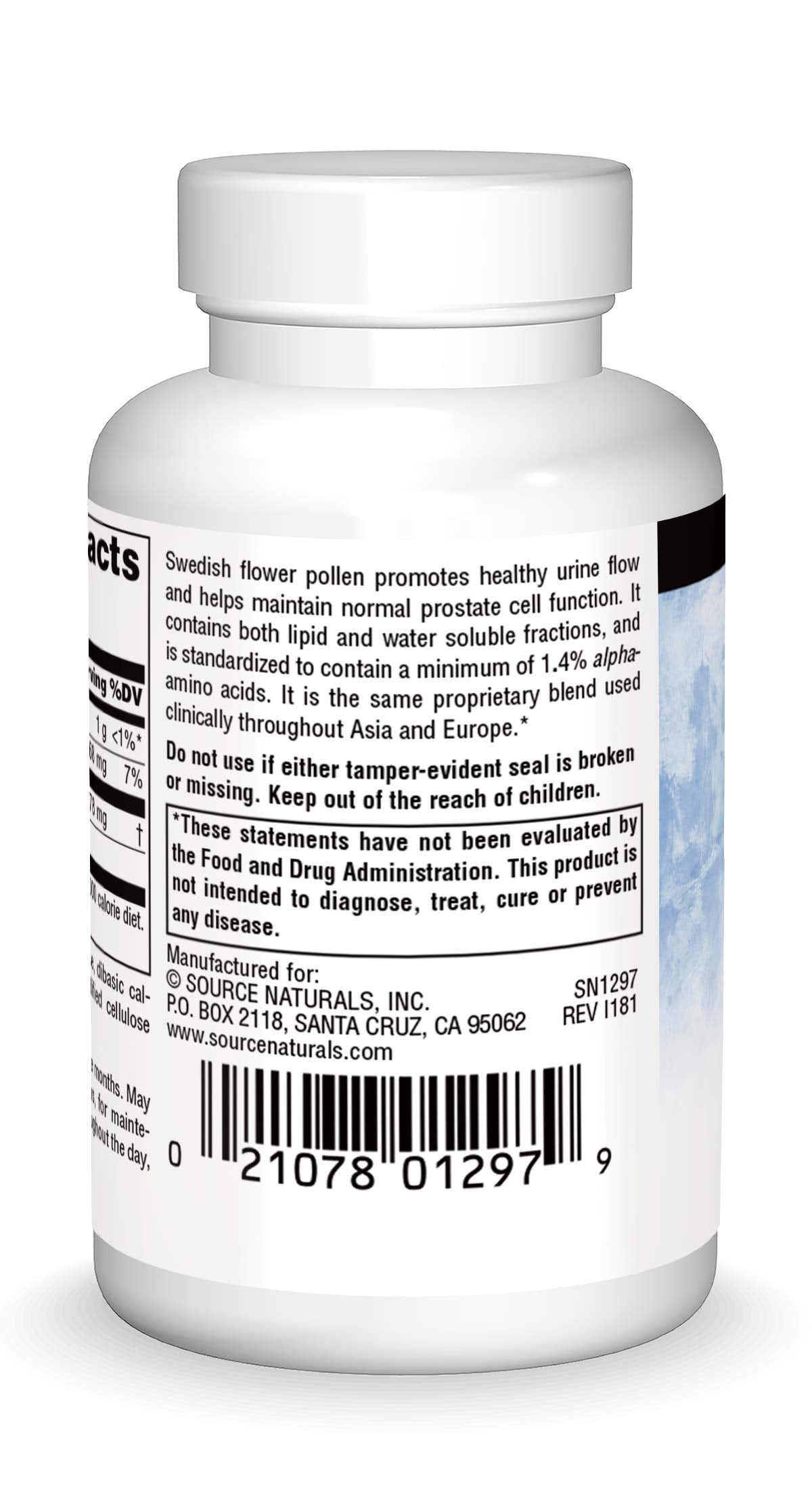 Source Naturals Swedish Flower Pollen Supports Prostate Function and Healthy Urine Flow* - 90 Tablets