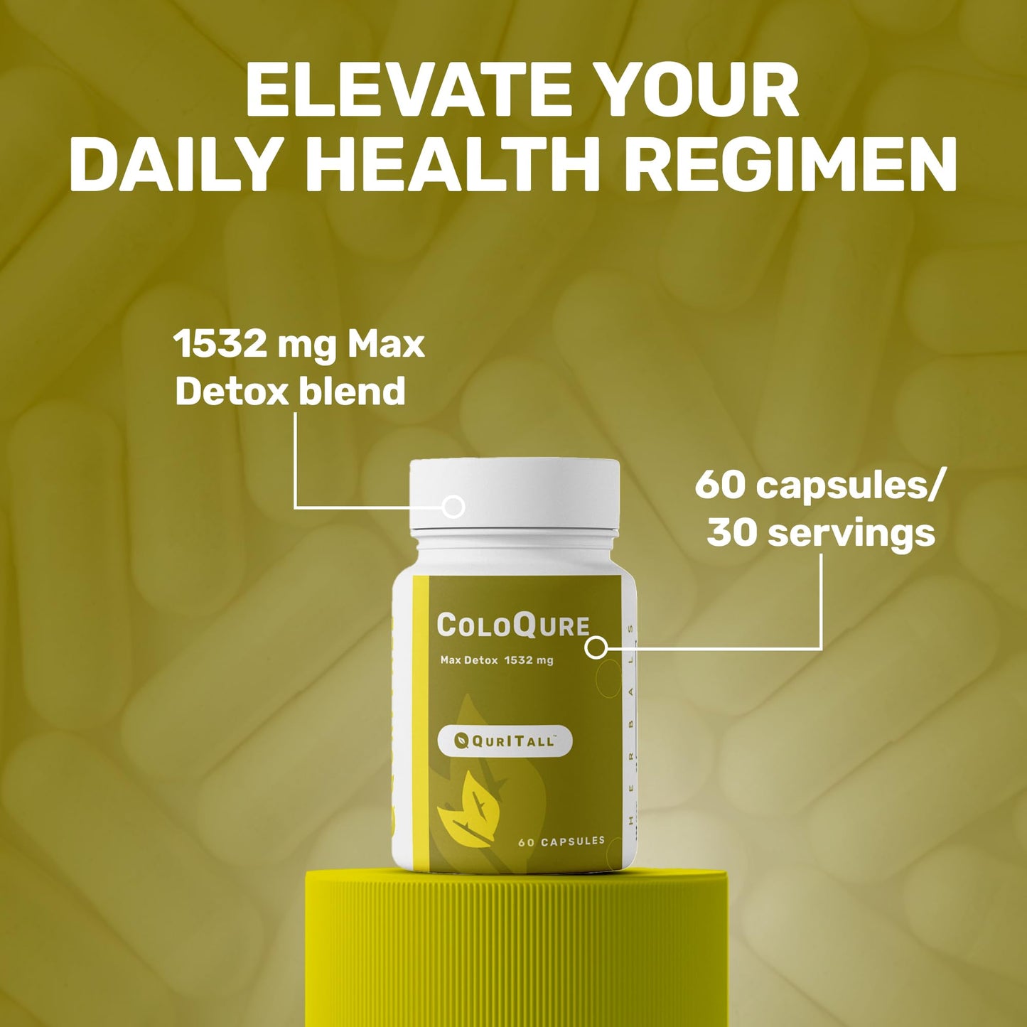 QurItAll ColoQure Colon Cleanse for Men & Women - Max Detox Cleanse Improves Gut Health & Constipation - Reduces Bloating & Bowel Movements - 60 Capsules Vegan & Soy-Free