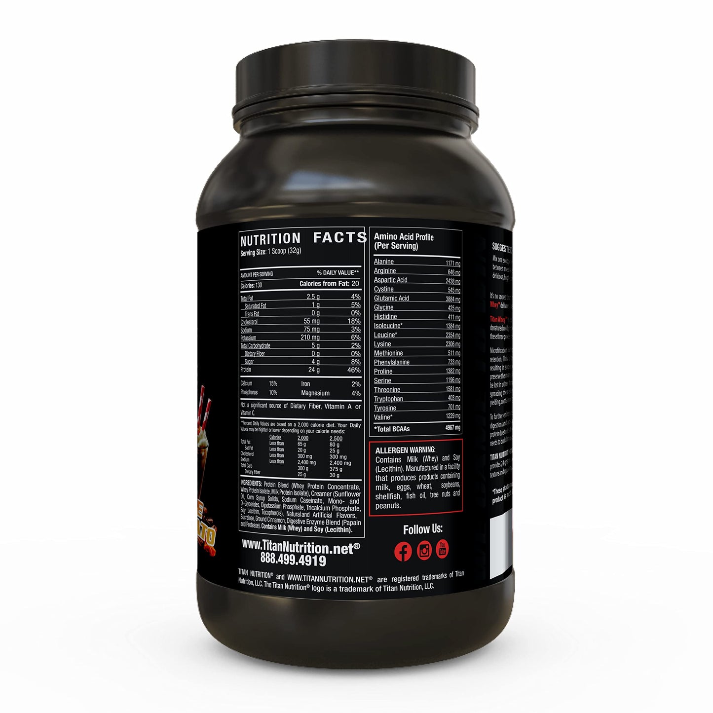 Titan Whey Protein Powder - Premium, Fast-Absorbing Whey with 23g of Protein, BCAAs, & Digestive Enzymes Per Serving - Supports Lean Muscle Mass & Optimal Digestion - 2 Pounds, Toffee Macchiato