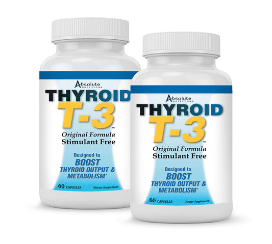 Absolute Nutrition Fat Burning Metabolism Boosting Supplement, Thyroid T-3, 60 Capsules (60 ct Pack of 2)
