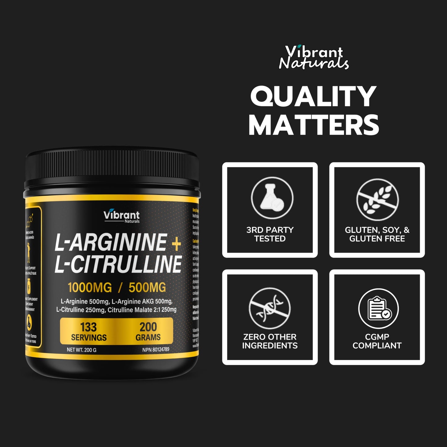L-Arginine L-Citrulline Complex - Nitric Oxide Supplement For Men & Women, L-Arginine & L-Citrulline 2:1 Powder, Workout & Performance Supplement, Pure, Gluten Free, Non-GMO, 200 grams, 133 Servings