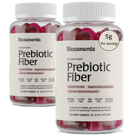Blessments - Prebiotic Fiber Gummies for Adults & Kids with No Added Sugar- 5g (60 Count-2 Pack) High Fiber Supplement Gummies - Vegan - Keto Friendly - Digestive Health Supplements