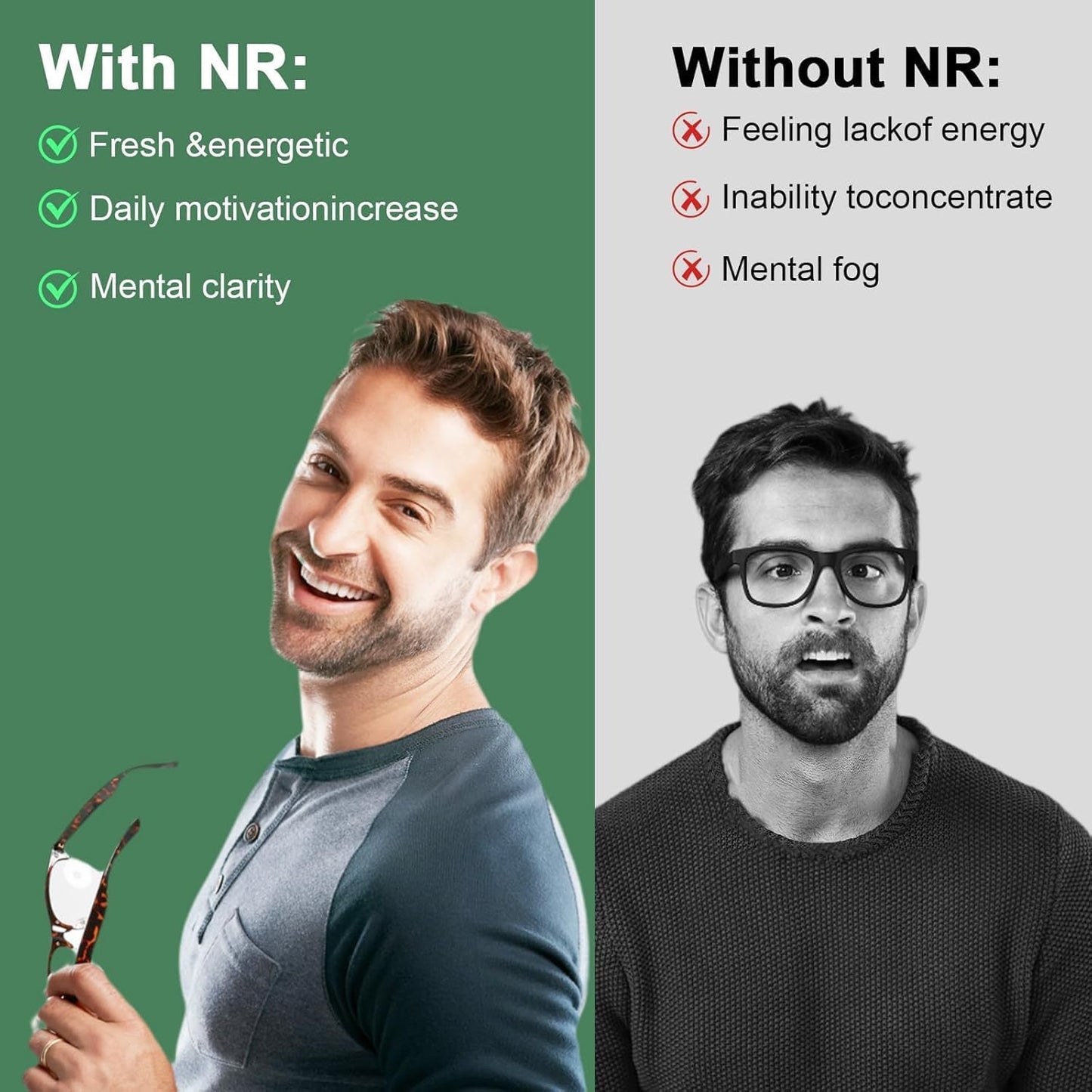XSCQ NAD Supplement Nicotinamide Riboside, 900mg NAD+ Supplement for Energy NMN Alternative, Focus - 80 Capsules