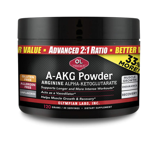 Olympian Labs PSN A-AKG Powder for Men's Health, Energy & Sports Nutrition Performance, 40-3g Servings, 120 Gram Jar