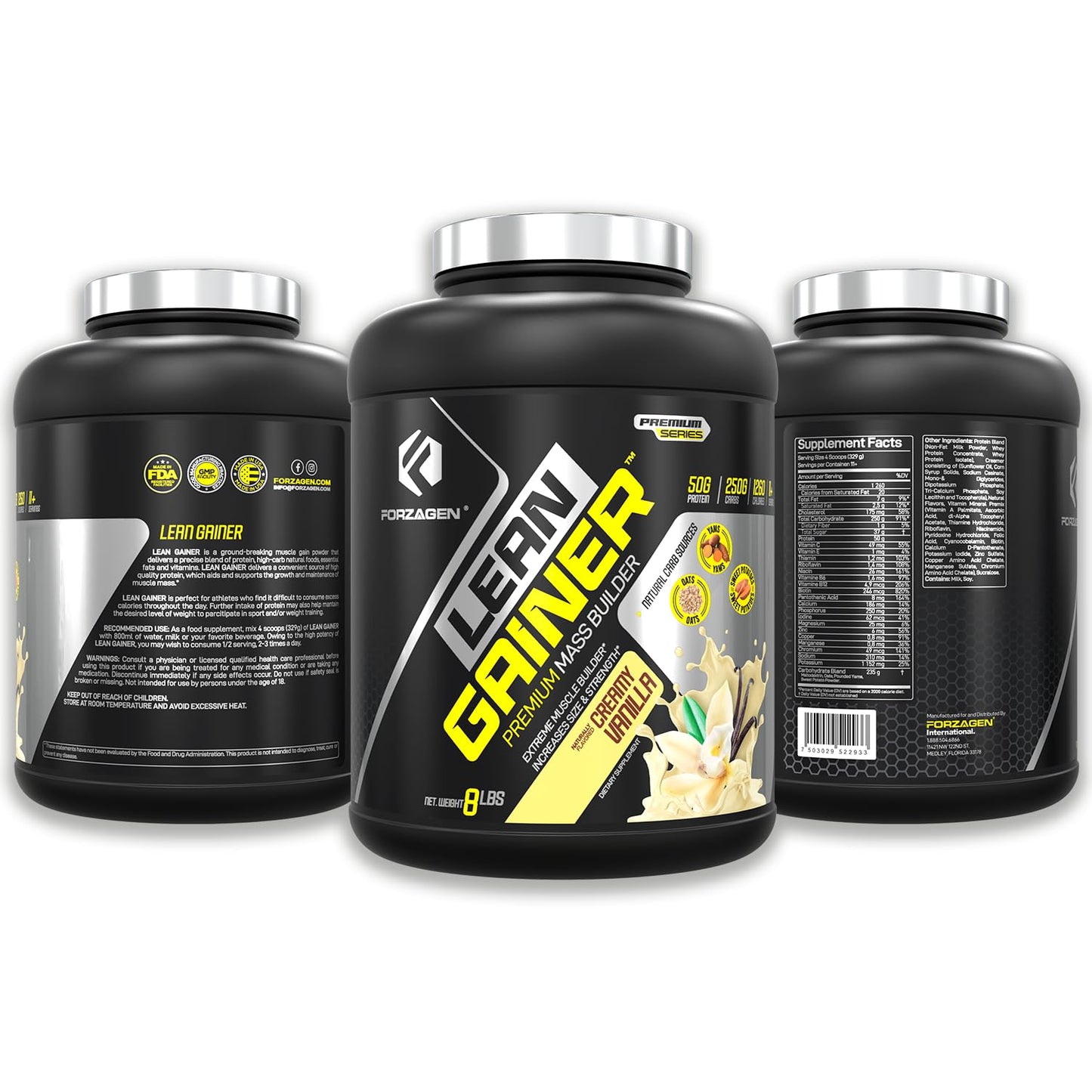Forzagen Lean Gainer Premium Mass Builder | Mass Gainer Protein Powder for Men & Women | High Calorie Protein, Weight Gain, Bulk, Muscle Building Supplement | Vanilla, 8 lbs. (11 Servings)