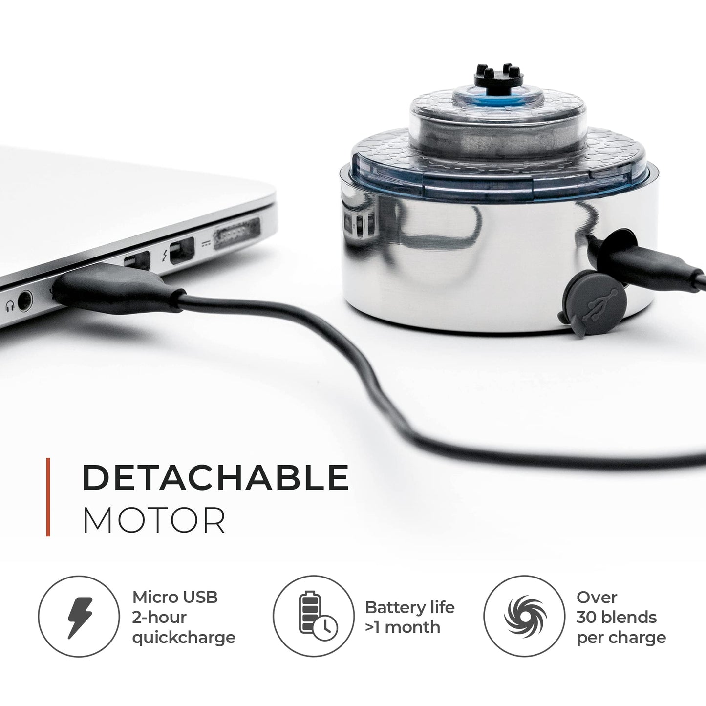 Promixx Pro Shaker Bottle (iX-R Edition) | Rechargeable, Powerful for Smooth Protein Shakes | includes Supplement Storage - BPA Free | 20oz Cup (Silver Blue/Gray)