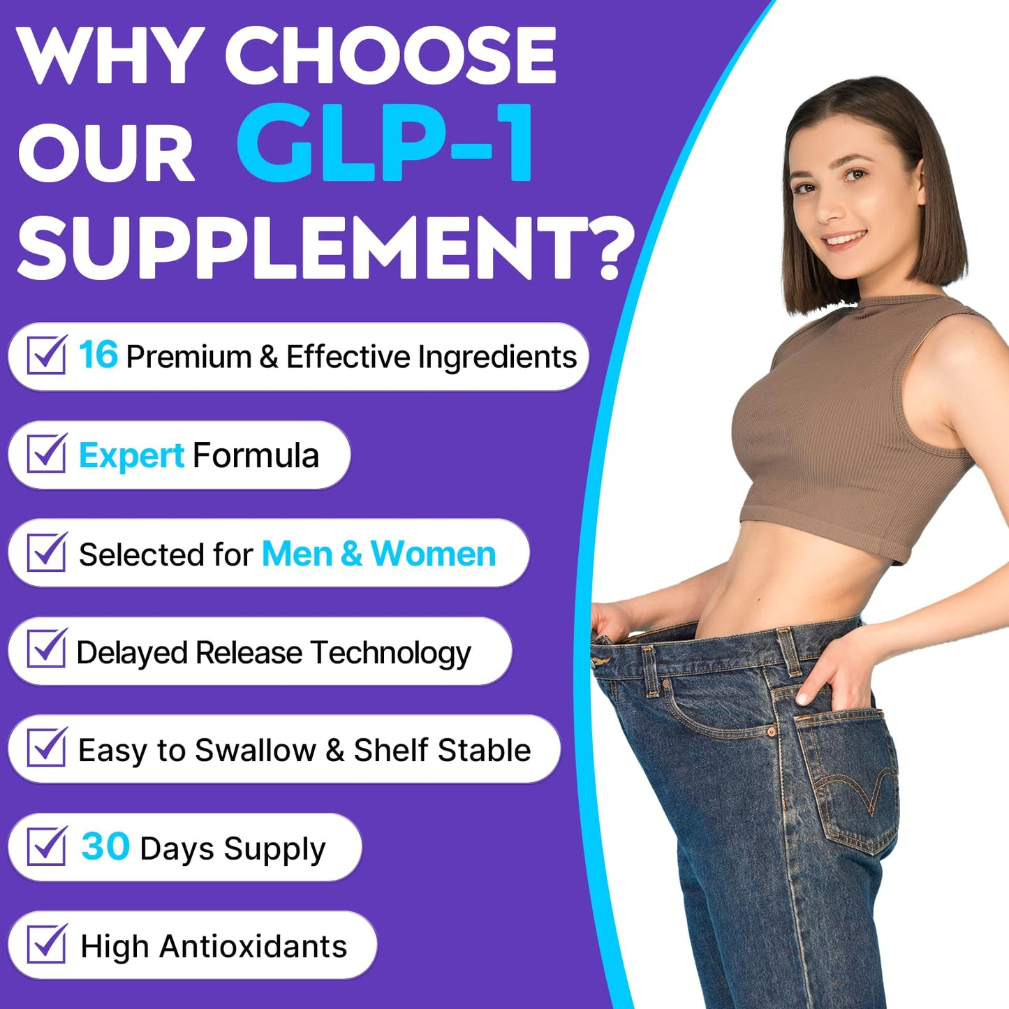 GLP-1 Supplement, GLP-1 Capsule with Synbiotics, Green Tea Extract & Eriocitrin, GLP 1 Probiotic for Men & Women, Naturally GLP-1 Production, Healthy GLP-1 Levels & Overall Wellness, 60 Caps