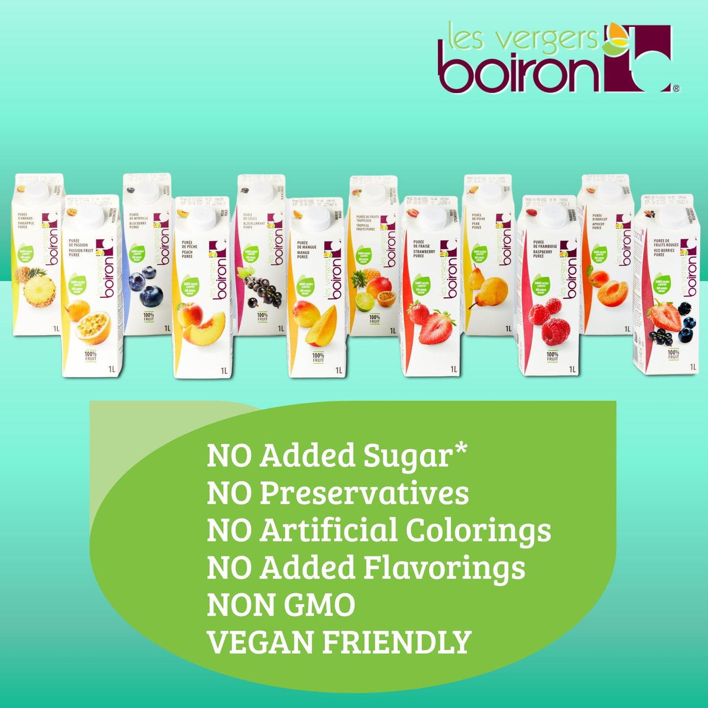 Les Vergers Boiron Passion Fruit Puree 100 Fruit All Natural No Added Sugar NonGMO No Preservatives No Added Flavors Vegan For Beverages  Cocktails 1 Liter 338 Fl Oz Pack of 1