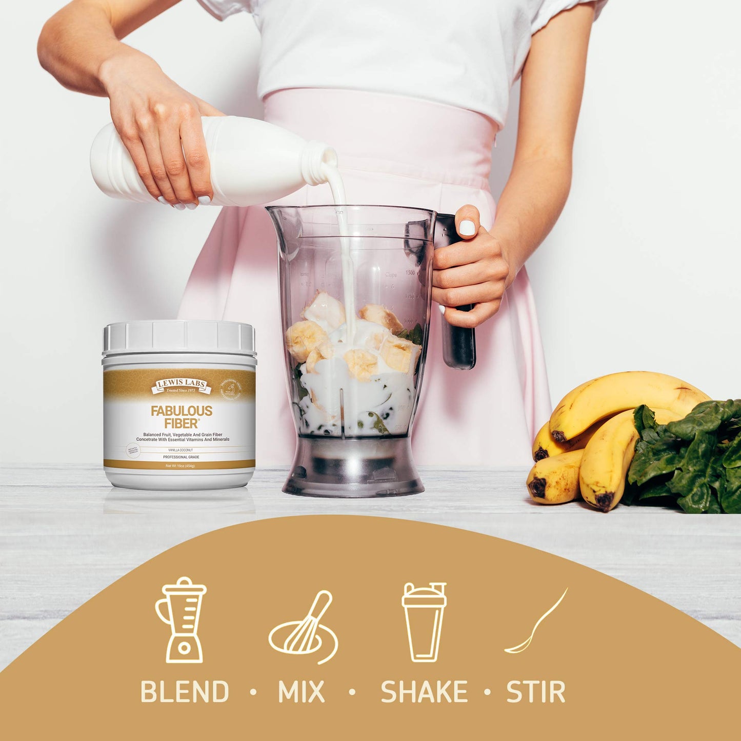 Lewis Labs Fabulous Fiber Powder Supplement | Delicious Quick Dissolve Daily Fiber Powder from Fruits, Vegetables & Grains | Professional Grade Vitamins & Minerals Proudly Made in The USA | 32 Ounces