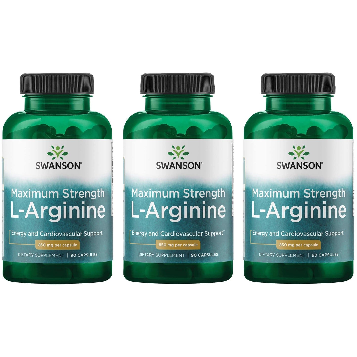 Swanson Amino Acid Super-Strength L-Arginine 850 Milligrams 90 Capsules (3 Pack)