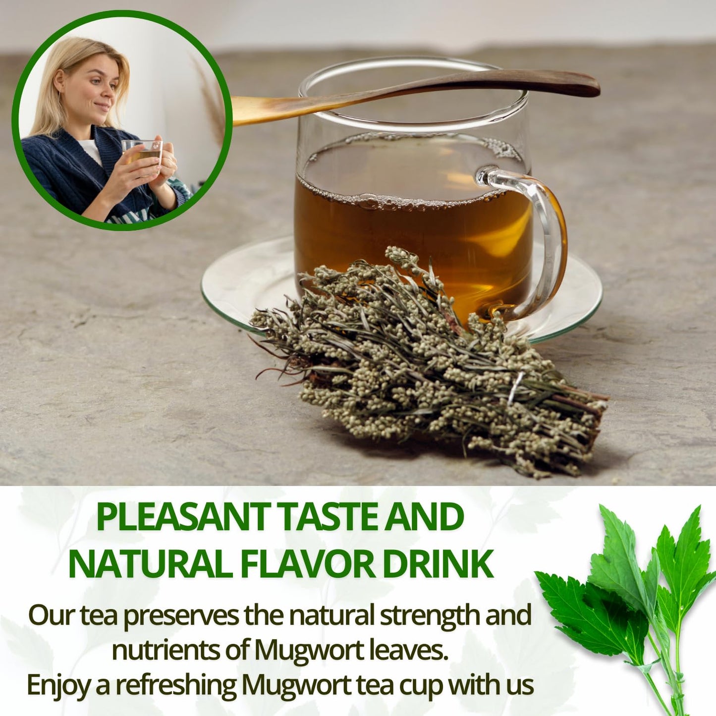 100 Mugwort Tea Bags Natural Mugwort Leaves Tea Bags Dried Mugwort Herbal Tea Mugwort Leaf Tea No Sugar No Caffeine No Gluten