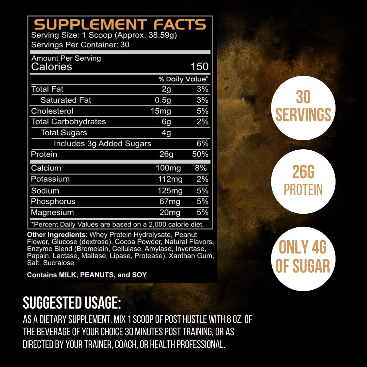 BLACKLABEL Supplements - Post Hustle - Post-Workout Protein Supplement - for Muscle Rebuilding & Recovery - Advanced Whey Protein Isolate & Enzymes - 30 Servings - Peanut Butter Cup