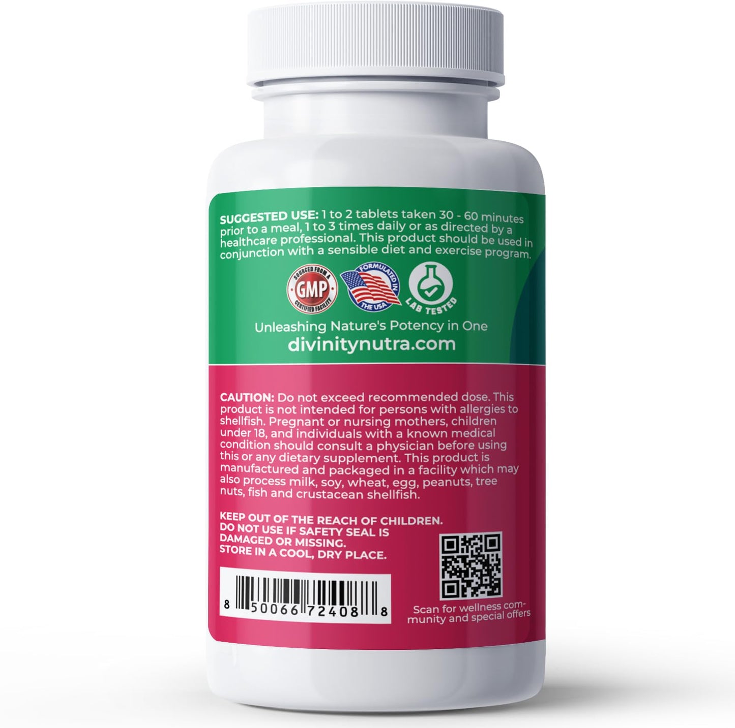Divinity Nutra Chitosan Supplement with Chitosan Vitamin C Supplement for for Women & Men.Made in USA 60 Tablets Non-GMO Soyfree