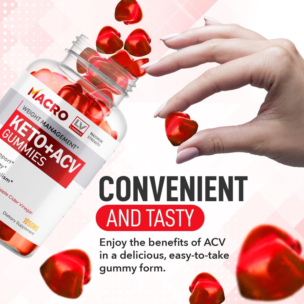LIVORKA Macro Keto ACV Gummies, Macro Gummies Advanced Formula, 60 Gummies Per Bottle for 30 Days