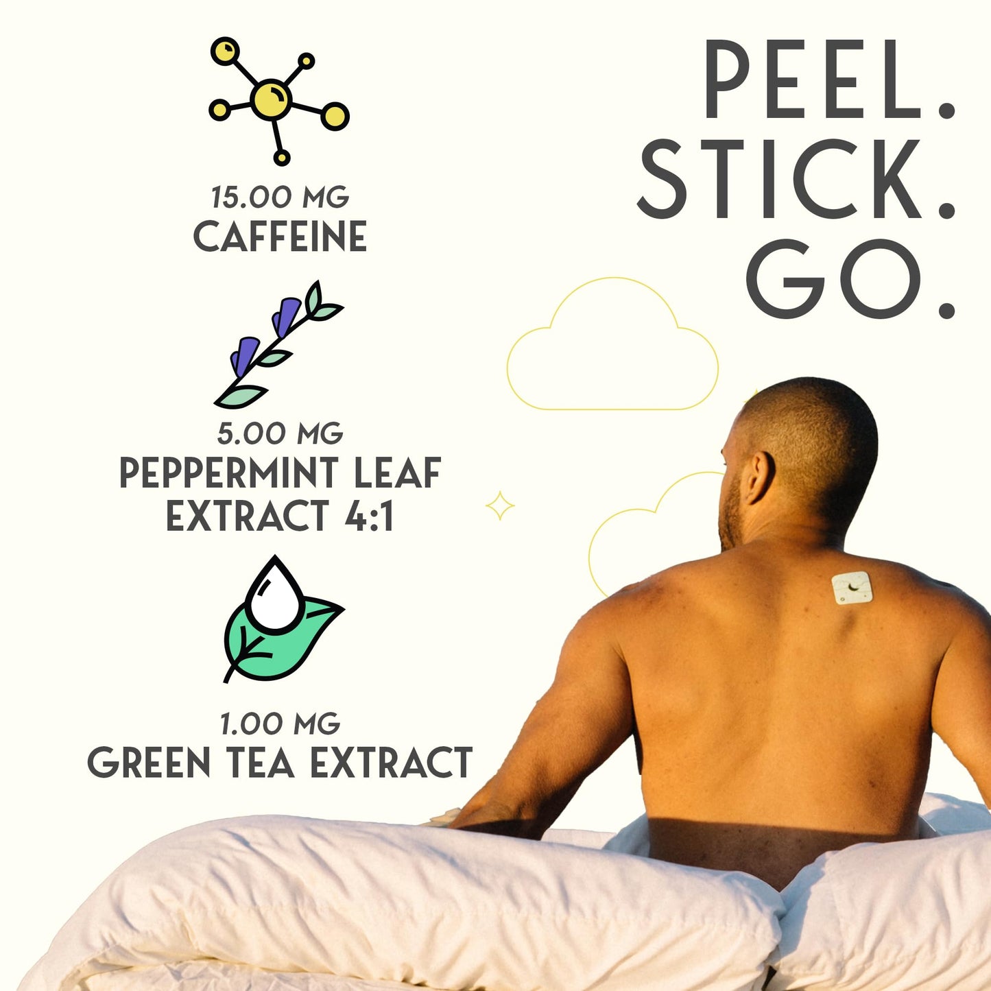 Klova Energy Patches with Caffeine, Green Tea Extract, Peppermint Leaf Extract, Vitamin B3 and Vitamin B6 - for Enhanced Morning Wakefulness