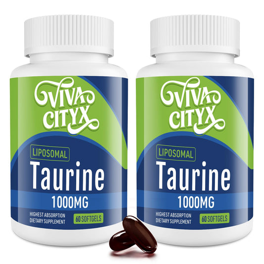 Taurine 1000mg - Liposomal Taurine Amino Acid Supplement for Heart, Liver, and Brain, Longevity - High Absorption, Vegan & Gluten Free (60 Softgels - 2 Pack)
