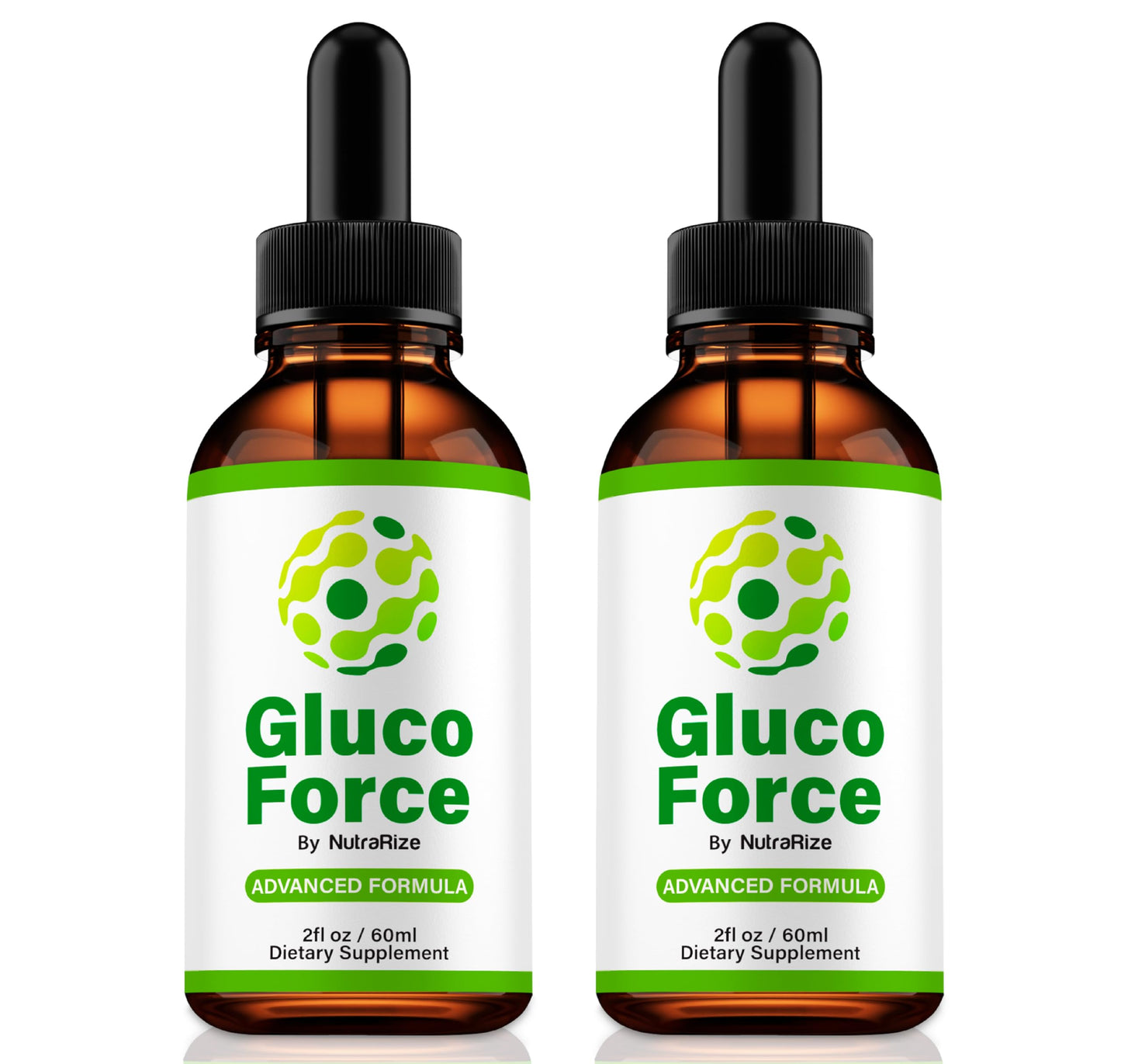 NutraRize (2 Pack) Gluco Force Drops, Official GlucoForce Liquid Formula, All-Natural Support for Energy and Overall Well-Being, Premium Gluco Force Gotas Review (60 Servings)