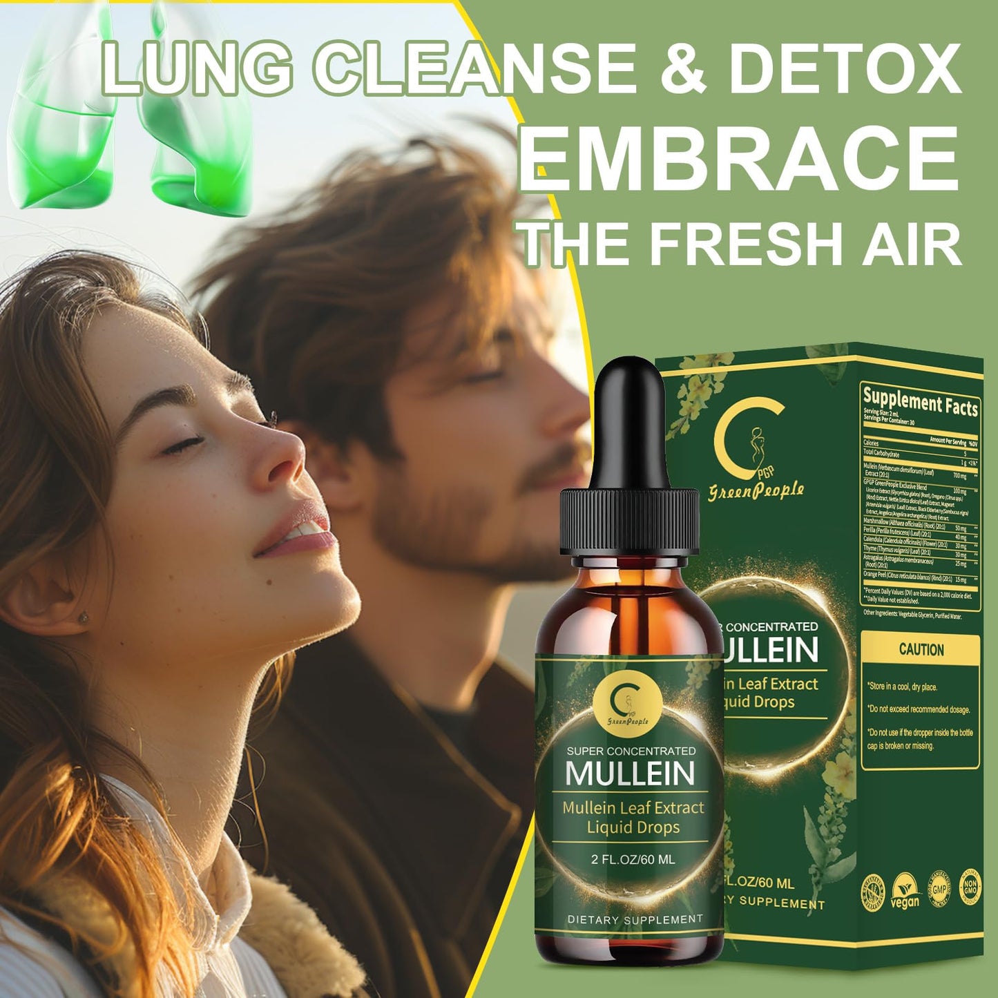 (2 Pack) Mullein Drops for Lungs - High Potency Mullein Leaf Extract for Lung Cleanse, Support for Respiratory, Immune, Digestive System, Natural Mullein Liquid Tincture, Non-GMO, 4 FL OZ