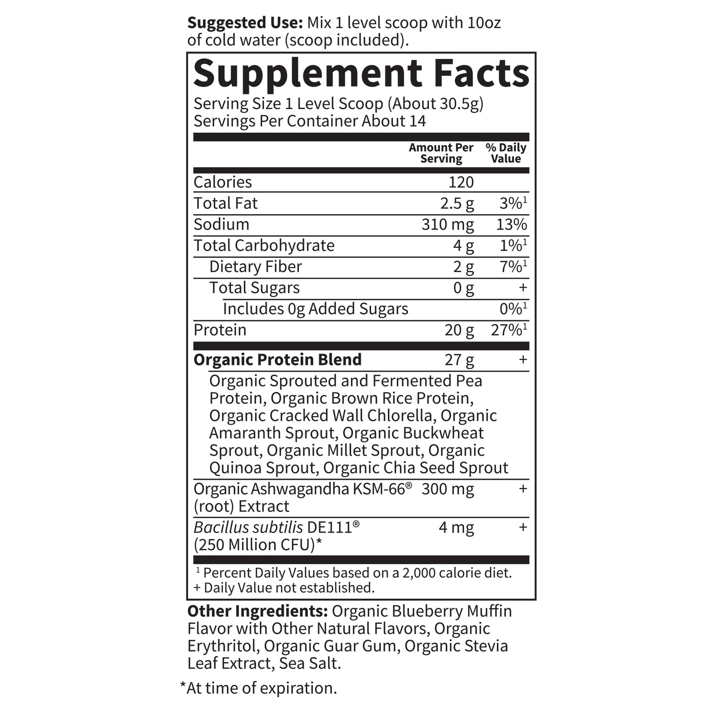 Garden of Life Functional Protein Stress Relief - 20g Organic Sprouted & Fermented Protein Blend - Blueberry Muffin, Mood Blend for Stress Management, Ashwagandha KSM-66, Vegan About 14 Servings