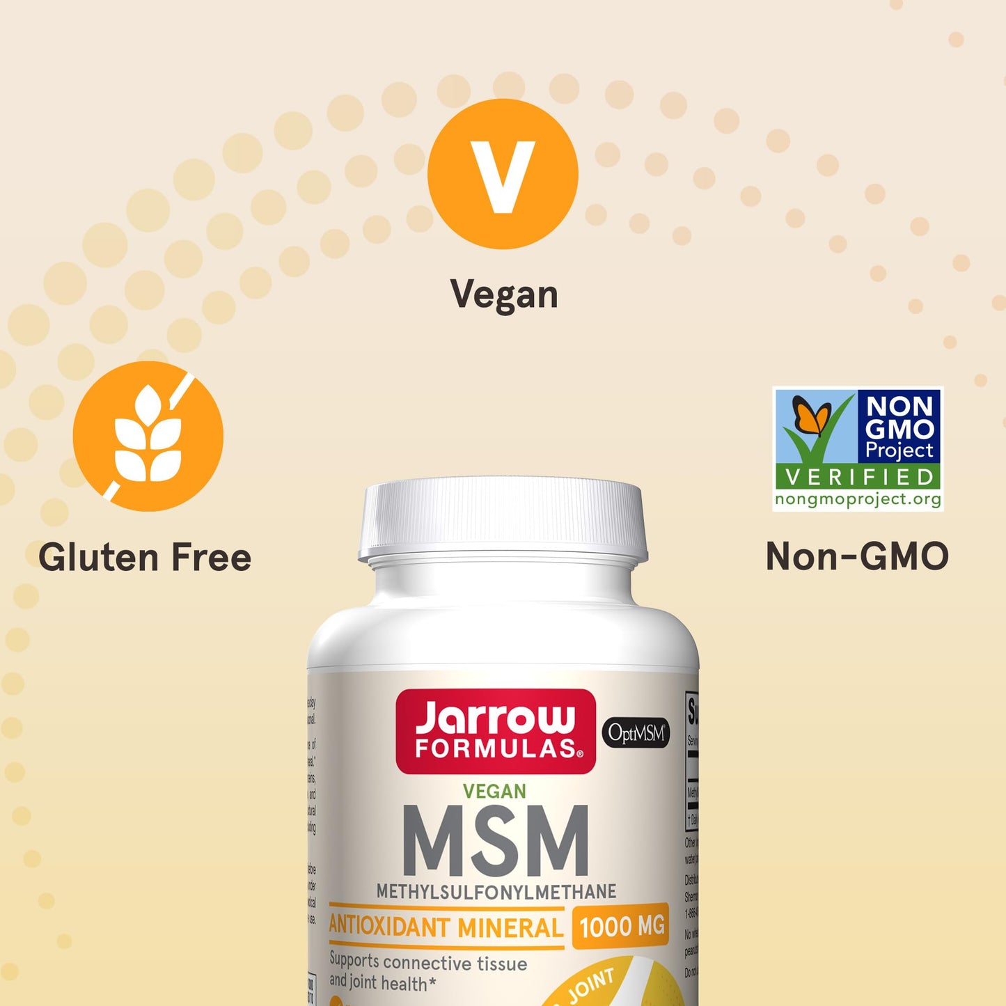 Jarrow Formulas MSM Capsules, 1,000 mg, Methylsulfonylmethane, Joint Health Support, 100 Capsules, Up to 100 Servings