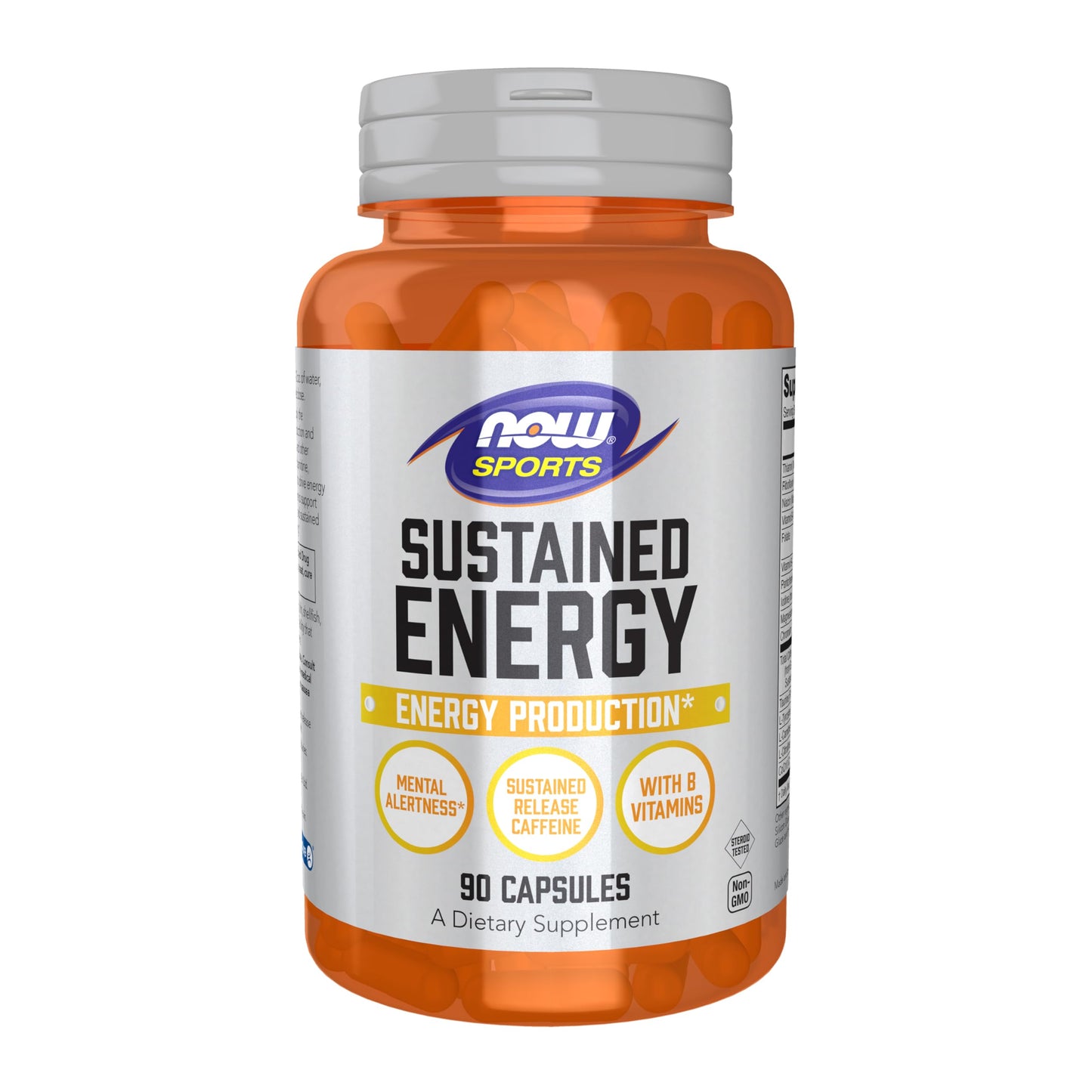 NOW Foods Sports, Sustained Energy Energy Production* Mental Alertness* Sustained Release Caffeine with B Vitamins 90 Veg Capsules
