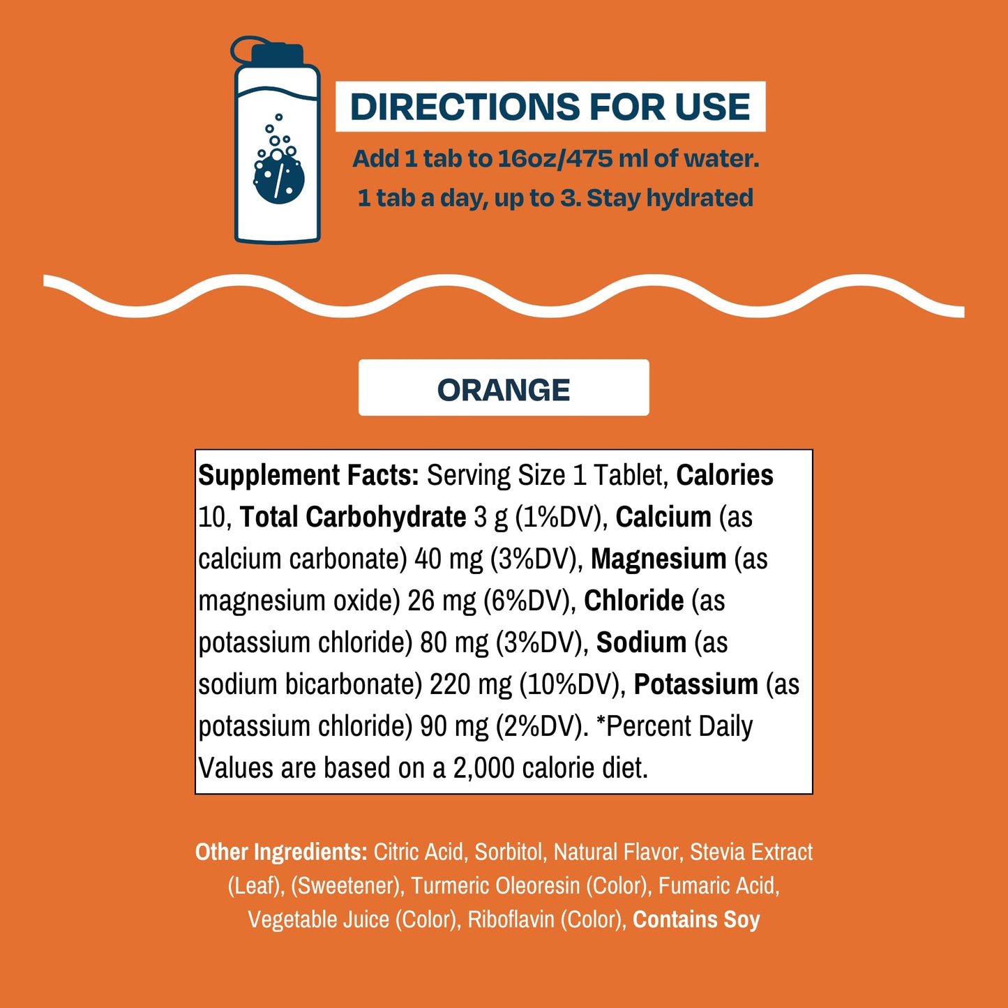 Drinklits Orange Electrolyte Tablets for Hydration | Great Taste - 0g Sugar - Essential Electrolytes - Daily Use | Single Tube (10 Tablets/Servings)