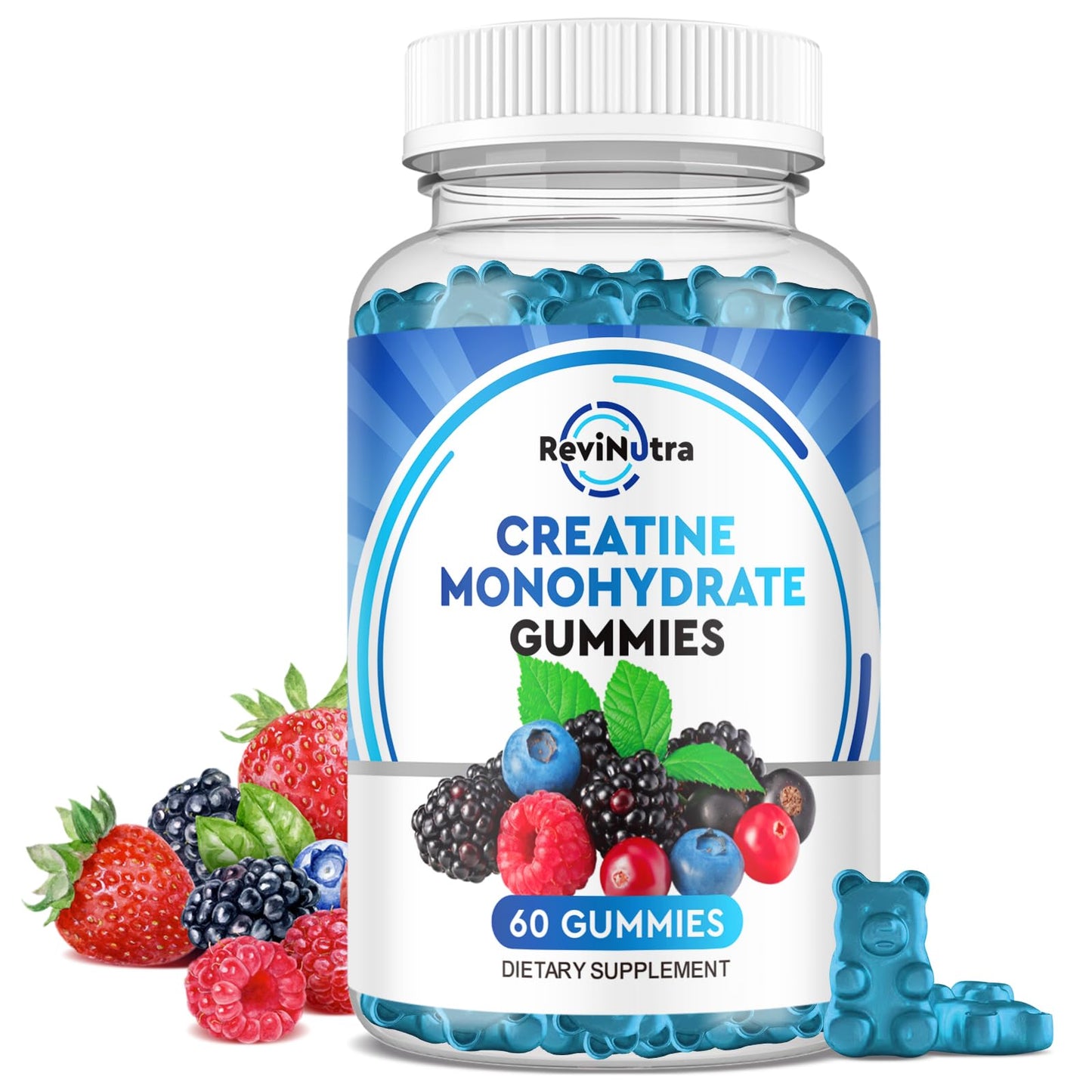 Creatine Monohydrate Gummies for Men & Women, Chewables Creatine Monohydrate with Vitamin B12 for Muscle Growth & Recovery-Vegan, Mixed Berry Flavor, 60 Gummies