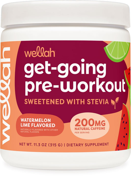 Wellah Get-Going Pre-Workout Drink Mix (Watermelon Lime Flavored, 30 Servings)