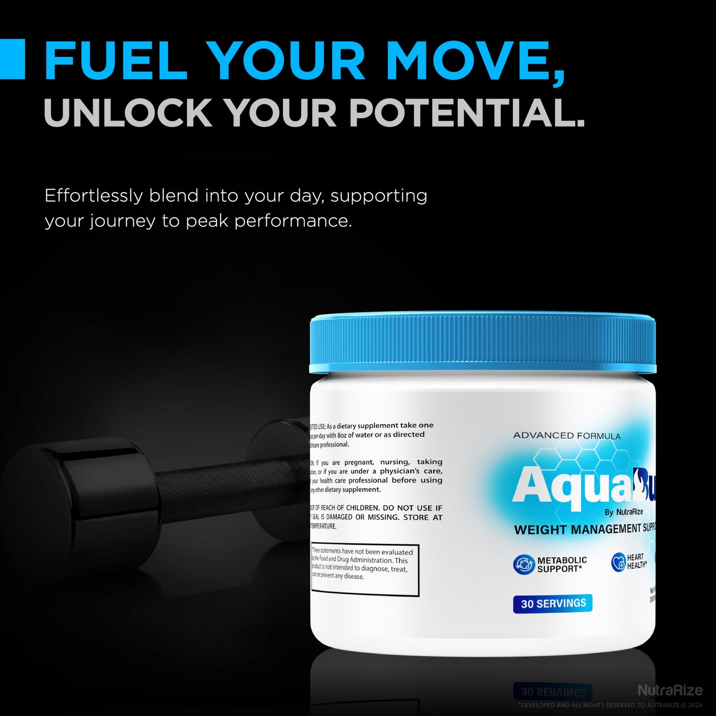 NutraRize AquaBurn - Premium Powder Formula for Overall Health and Fitness, Aqua Burn to Support Healthy Lifestyle and Overall Well-Being, Official AquaBurn in A Jar Review (30 Servings)