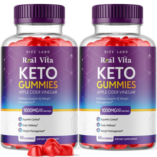 rize labs - Real Vita Keto ACV Gummies for Weight Loss Management Support - Advanced Formula - Apple Cider Vinegar Gummy (120 Gummies) (Pack of 2)