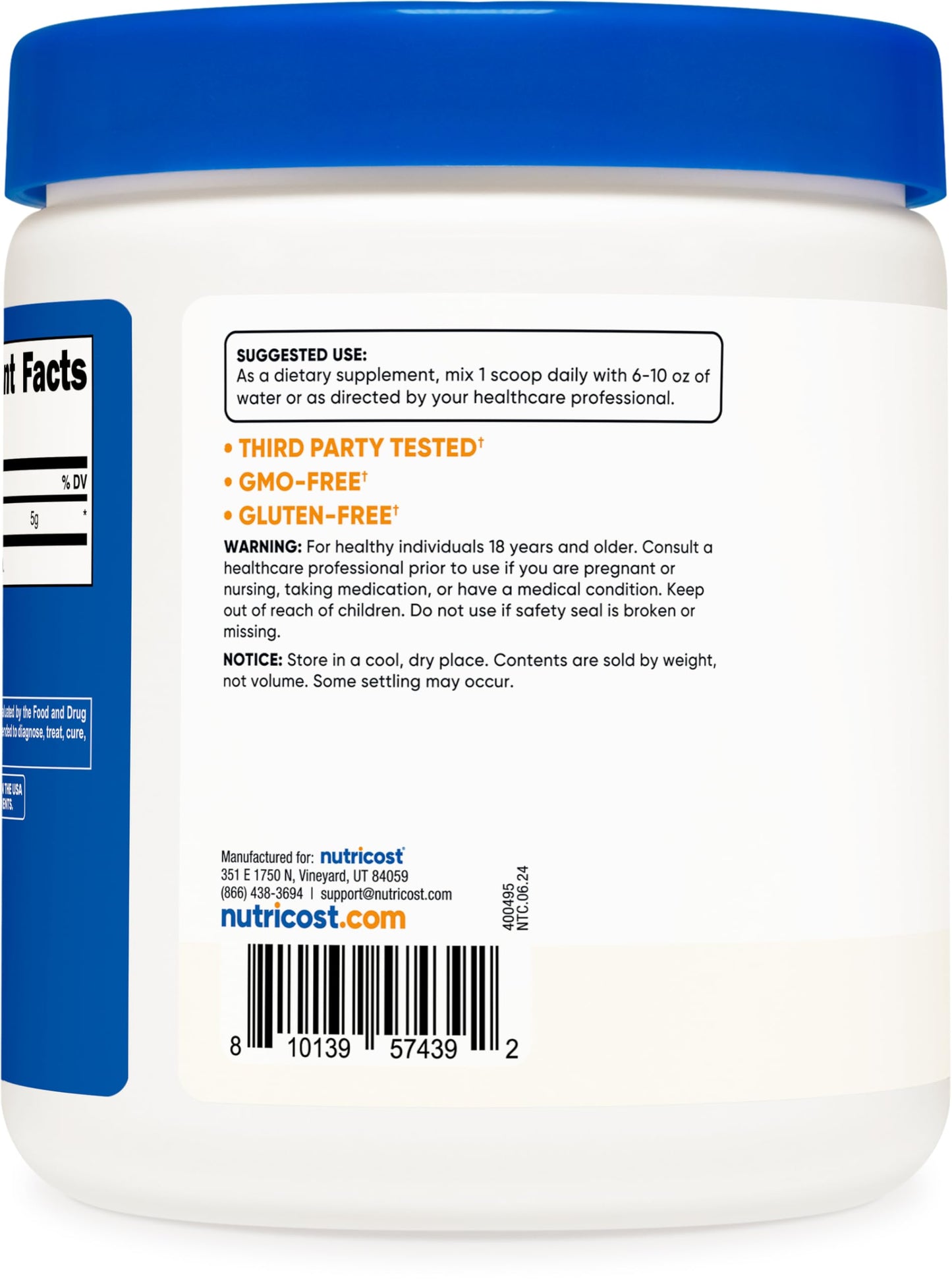 Nutricost L-Arginine (250 Grams) - Pure L-Arginine Powder - 5000mg Per Serving; 50 Servings