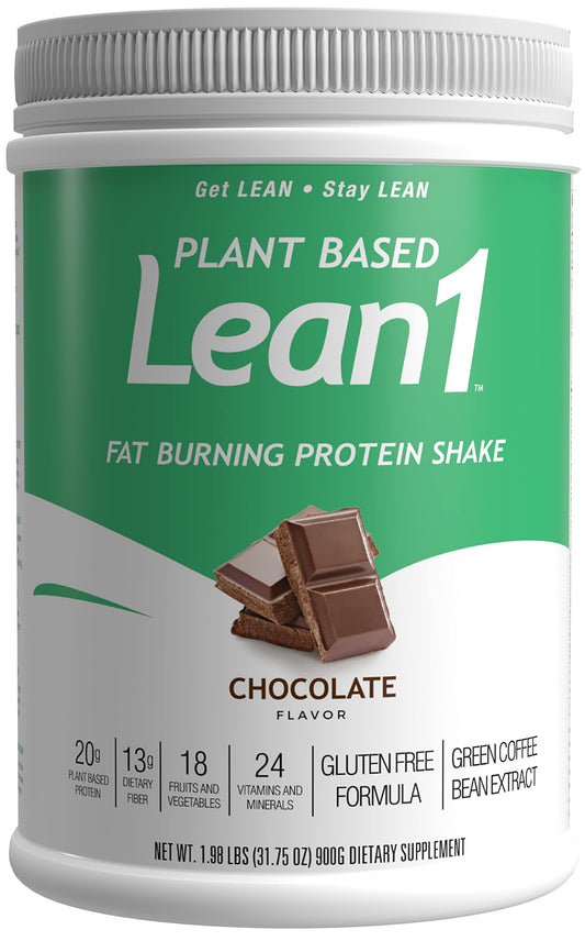 Lean1 Plant-Based Meal Replacement Protein Powder, Chocolate Flavor, 15-Serving Tub
