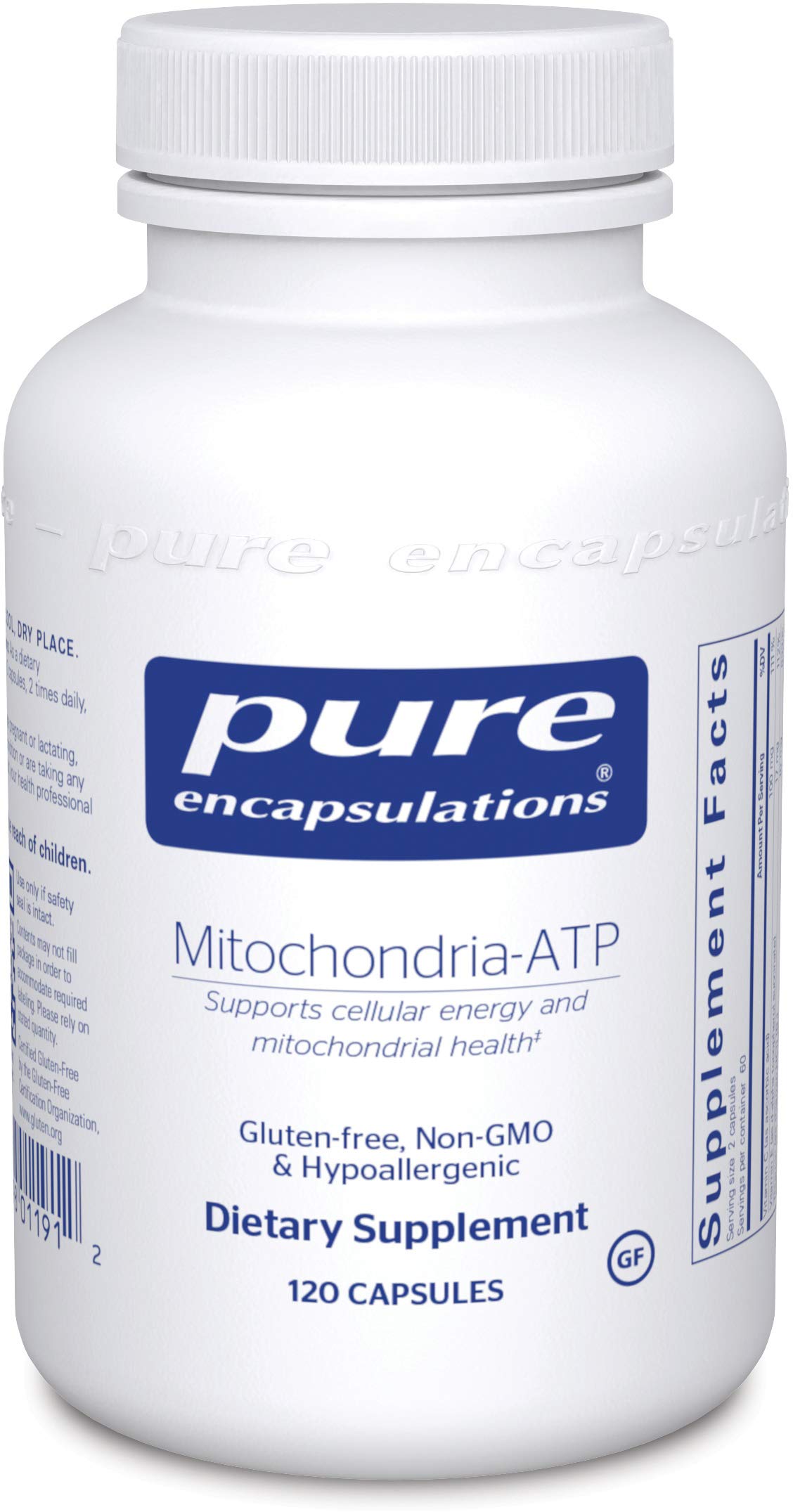 Pure Encapsulations Mitochondria-ATP - Mitochondrial Support - ATP Production Aid* - with Vitamin C, Vitamin E & Thiamin - Antioxidant Support - 120 Capsules