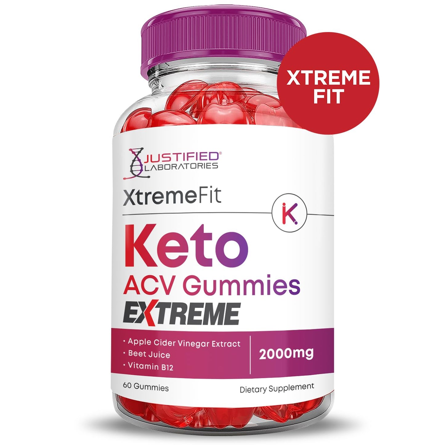 Xtreme Fit Keto ACV Gummies Extreme 2000MG XtremeFit Keto Gummies Apple Cider Vinegar Formulated with Pomegranate Beet Juice Powder B12 Vegan Non GMO 60 Gummys