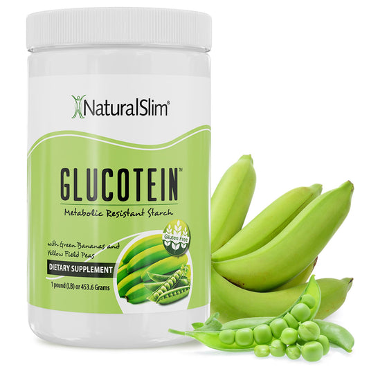 NaturalSlim Prebiotic Resistant Starch Supplement with Green Banana Flour Organic & Pea Starch Blend for Metabolism & Digestive Processes Glucotein Powder - Non-GMO & Gluten Free - 16 Servings
