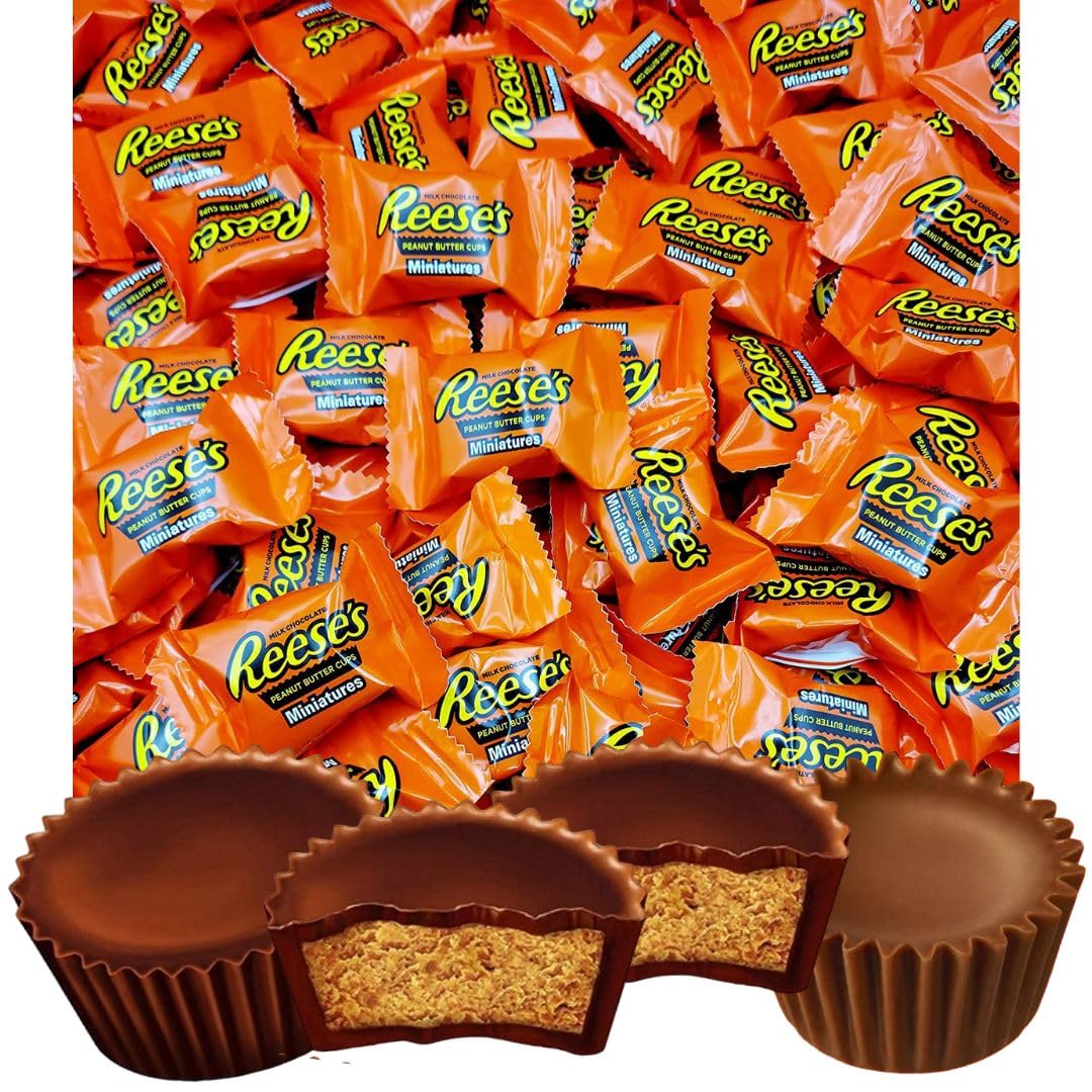Reeses Peanut Butter Miniature Cups Candy  Peanut Butter covered in Rich Milk Chocolate  individually wrapped  Bulk Pack 1 Pound