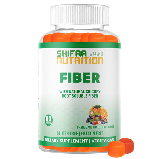 SHIFAA NUTRITION Halal & Gluten Free Fiber Gummies for Kids & Adults | 3g, 30-60 Servings | 60 Gummies | Improves Digestive Health, Immunity & Gut Health | Vegan Prebiotic | Non-GMO, Gelatin-Free
