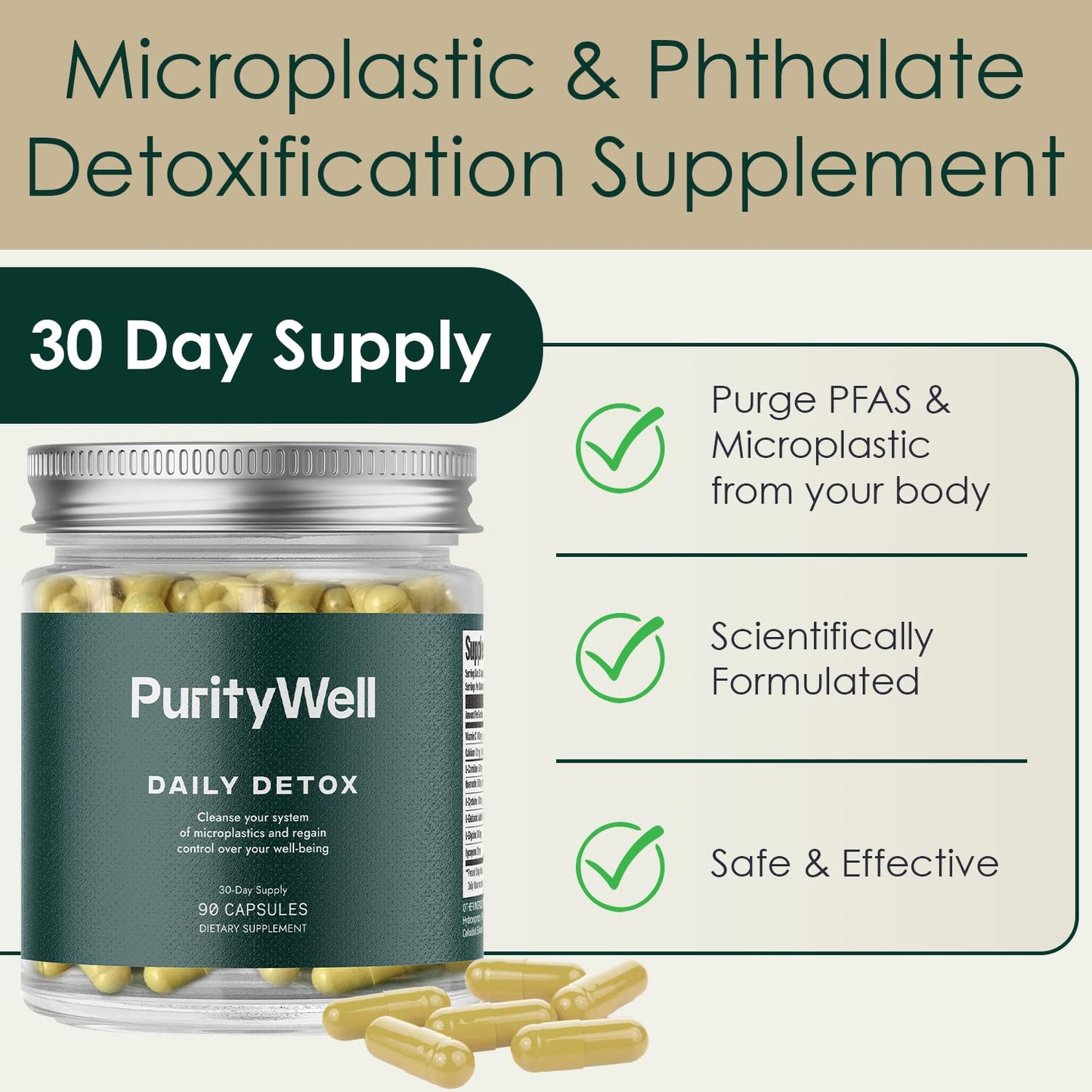 PurityWell Full-Body Support Supplement with Quercetin 500mg, Vitamin C & L-Cysteine - Supports Respiratory, Liver & Digestive Health - 90 Capsules