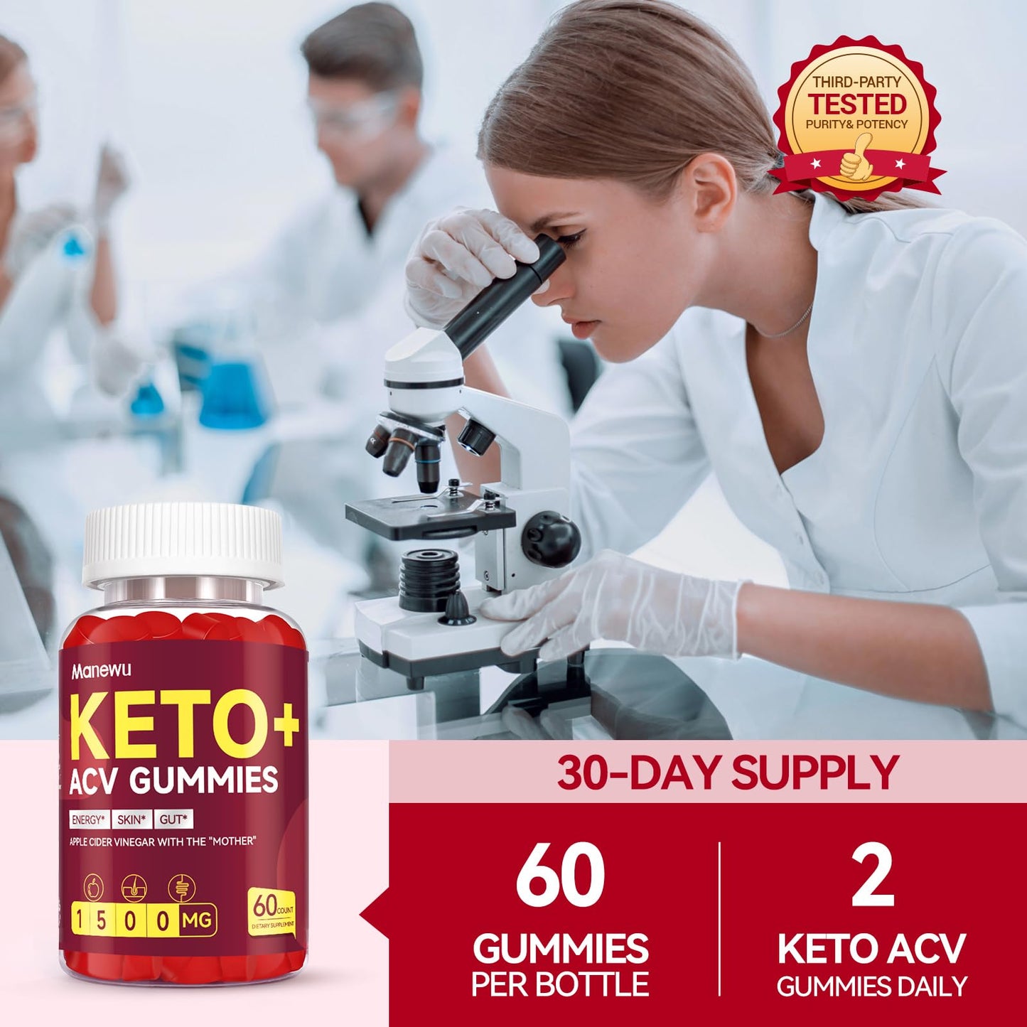 Manewu Keto ACV Gummies - ACV Keto Gummies Diet Supplement - Gluten Free, Vegan, Non-GMO,120 Count
