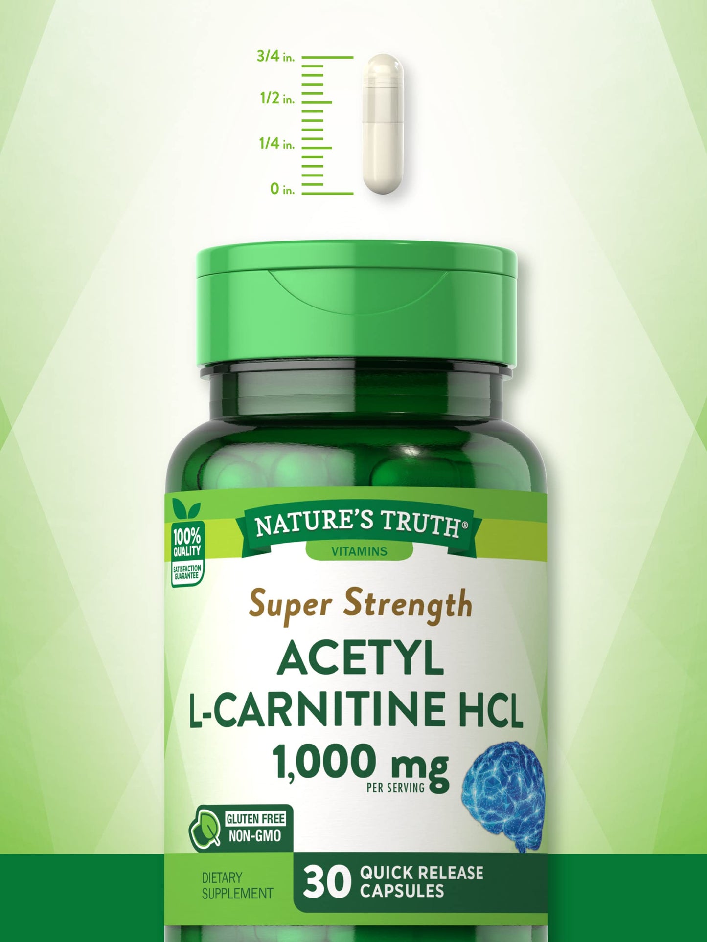 Nature's Truth Acetyl L-Carnitine 1000mg | 30 Capsules | Super Strength | Non-GMO & Gluten Free ALCAR Supplement