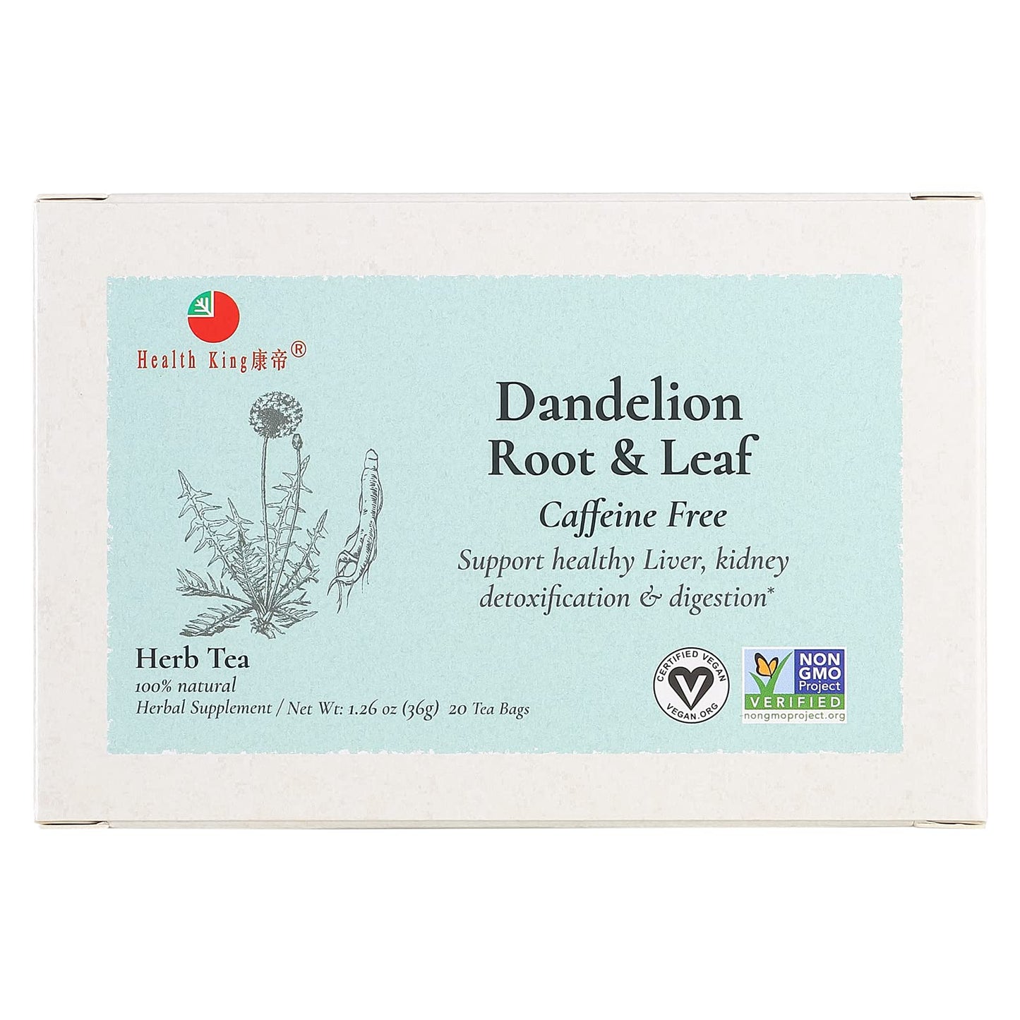Herb Tea: Dandelion Root & Leaf for Detox & Digestion by HealthKing