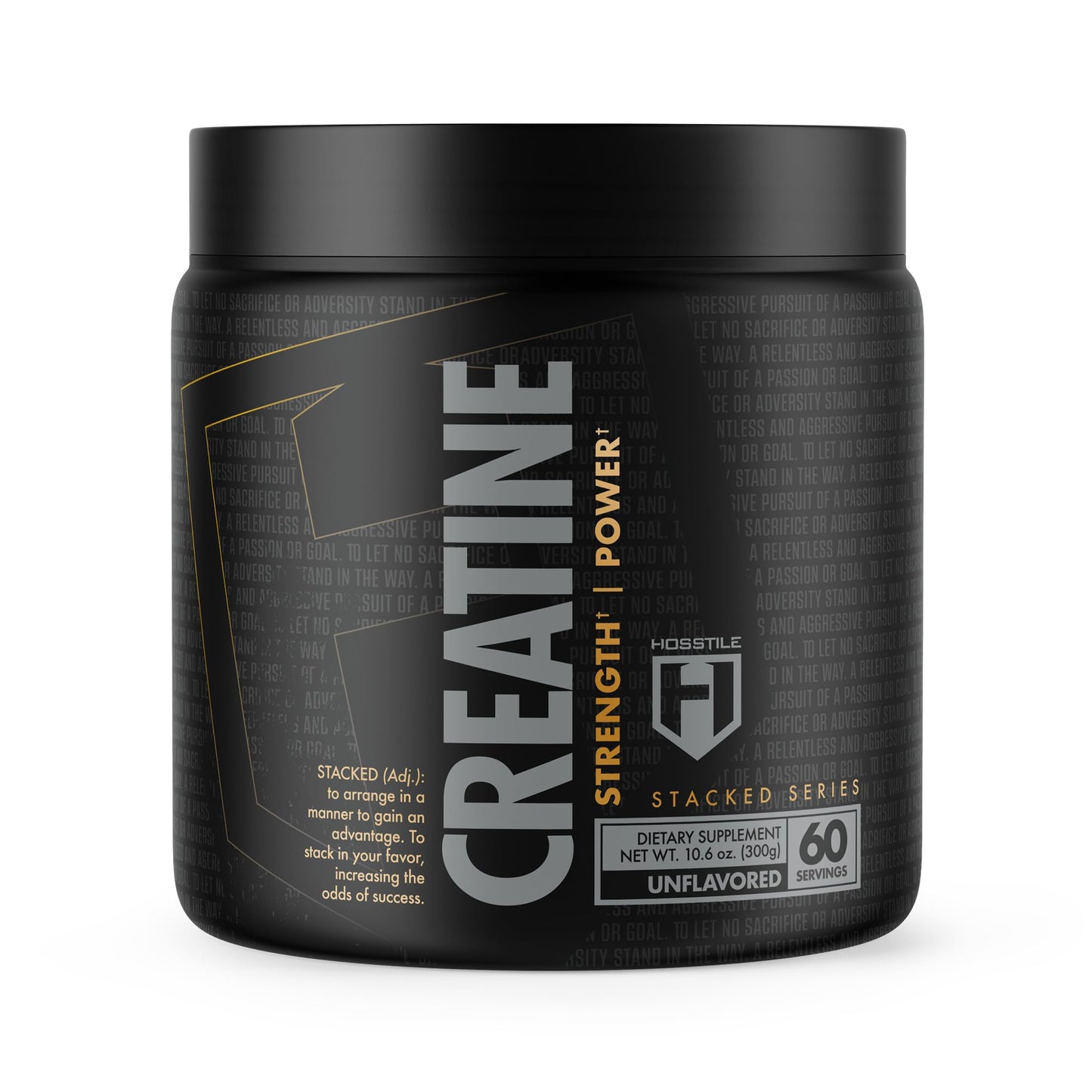 HOSSTILE Creatine, Micronized Creatine Monohydrate Powder for Men & Women, Improve Muscle Size, Strength & Power Output, Post Workout Recovery Drink, Unflavored, 60 Servings