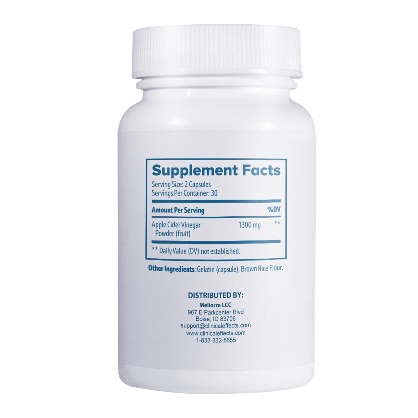 Clinical Effects Apple Cider Vinegar Capsules - 1300mg Pure Apple Cider Vinegar for Weight Management, Heart Health, and Energy Support - 60 Veggie ACV Pills - Made in The USA