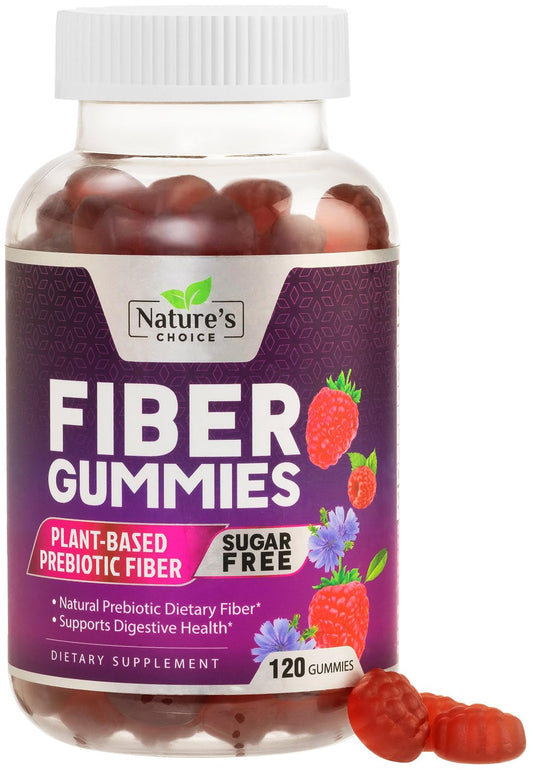 Sugar Free Fiber Gummies for Adults, Daily Prebiotic Natural Soluble Fiber Supplement & Digestive Health Support - Regularity & Digestion Health Support, Plant Based Berry Flavor - 120 Gummies