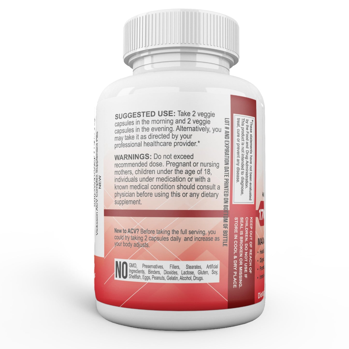 Vicksson Apple Cider Vinegar Pills 1700 mg of ACV with Garlic, Ginger, Lemon & Honey for Weight, Detox, Cleanse, Appetite, Bloating, Metabolism & Immune Support | 120 Capsules