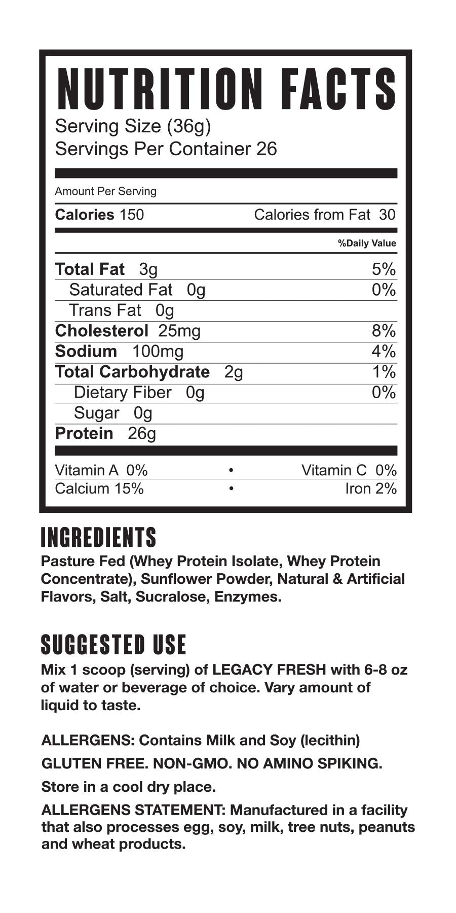 Legacy Supplements Fresh I <3 Chocolate 2lb |100% Pasture Fed Premium Whey Protein