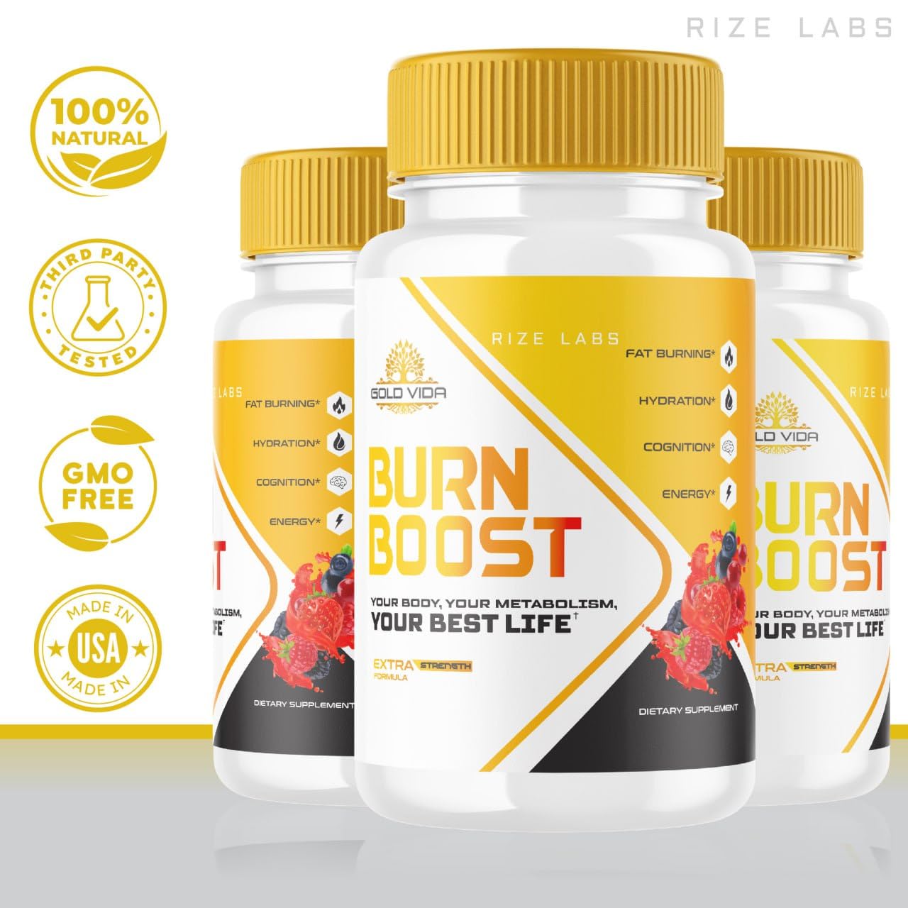 Gold Vida Burn Boost Weight loss Supplement, Gold Vida Burn Boost Capsules for Total Body Wellness and a Healthy Lifestyle, Gold Vida Burn Boost Pills for Leaner Physique, Reviews (60 Capsules)