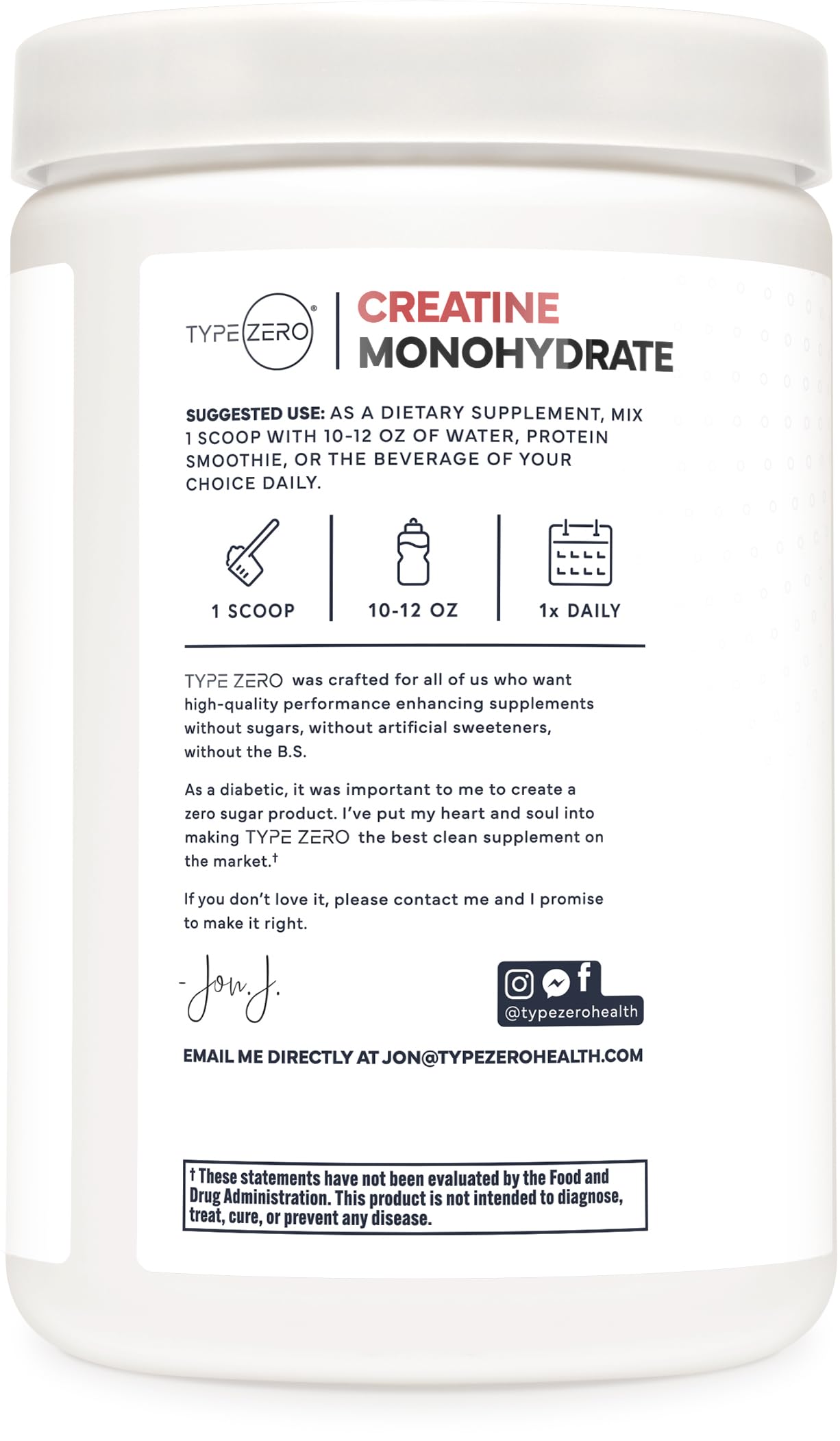 Type Zero Creatine Monohydrate Powder 500 Grams, Tropical Punch Flavored - Gluten-Free