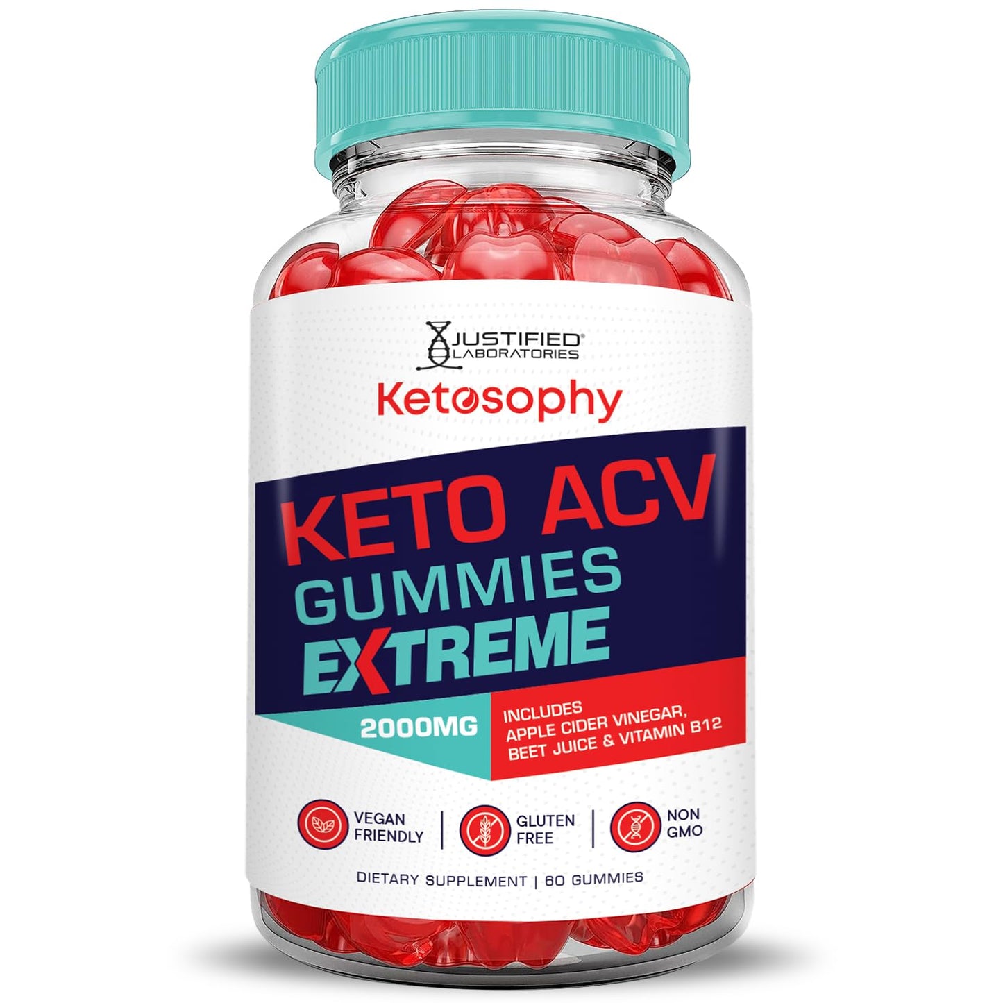 Ketosophy Keto ACV Gummies Extreme 2000MG Ketosophy Keto Gummies Advanced Formula Apple Cider Vinegar with Pomegranate Beet Juice Powder B12 Vegan Non GMO 60 Gummys